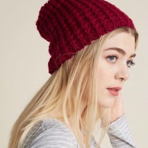 Modcloth Cranberry Red knitted Beignet or Nay Hat